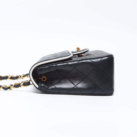 シャネル CHANEL ミニマトラッセ ラムスキン 1番台 1989-1991 チェーン ショルダーバッグ ブラック WS14329