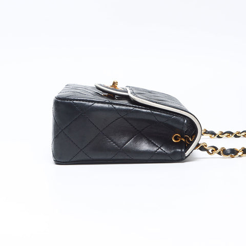 シャネル CHANEL ミニマトラッセ ラムスキン 1番台 1989-1991 チェーン ショルダーバッグ ブラック WS14329