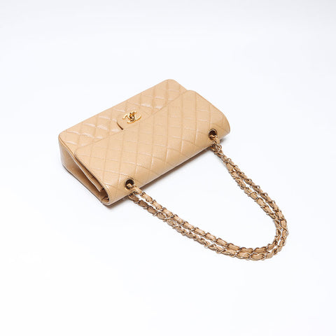 CHANEL No. 7 Caviar Skin 9.8" Matelasse 2002-2003 Shoulder Bag beige WS14332