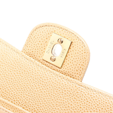 CHANEL No. 7 Caviar Skin 9.8" Matelasse 2002-2003 Shoulder Bag beige WS14332