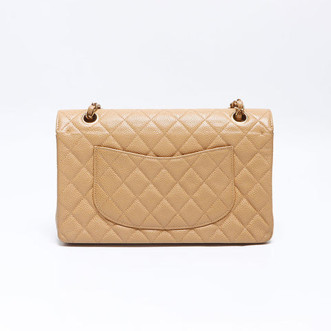 CHANEL No. 7 Caviar Skin 9.8" Matelasse 2002-2003 Shoulder Bag beige WS14332