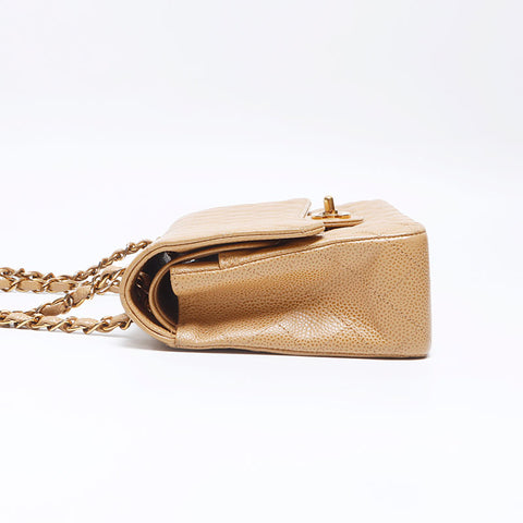 CHANEL No. 7 Caviar Skin 9.8" Matelasse 2002-2003 Shoulder Bag beige WS14332
