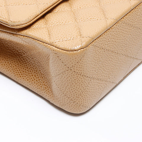 CHANEL No. 7 Caviar Skin 9.8" Matelasse 2002-2003 Shoulder Bag beige WS14332