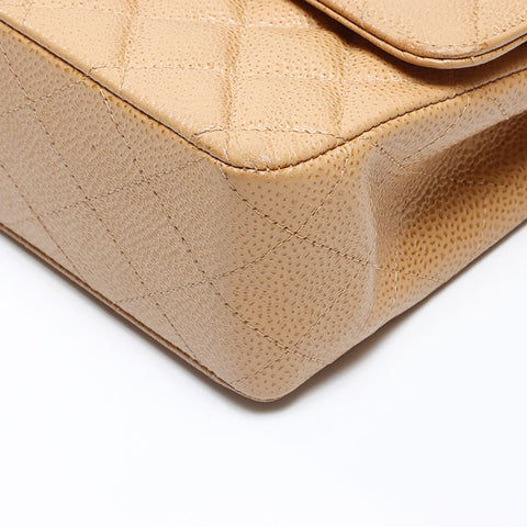 CHANEL No. 7 Caviar Skin 9.8" Matelasse 2002-2003 Shoulder Bag beige WS14332