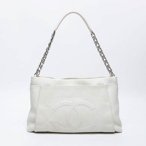 シャネル CHANEL タイムレス チェーン ココマーク キャビアスキン 12番台 2008-2009 ショルダーバッグ ホワイト WS14333