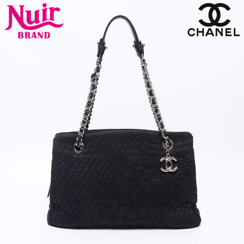 CHANEL No. 16 2012 Canvas Chain COCO Mark Shoulder Bag black WS14334