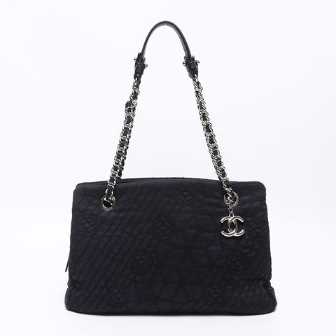 CHANEL No. 16 2012 Canvas Chain COCO Mark Shoulder Bag black WS14334