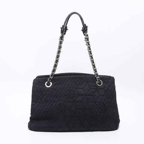 CHANEL No. 16 2012 Canvas Chain COCO Mark Shoulder Bag black WS14334