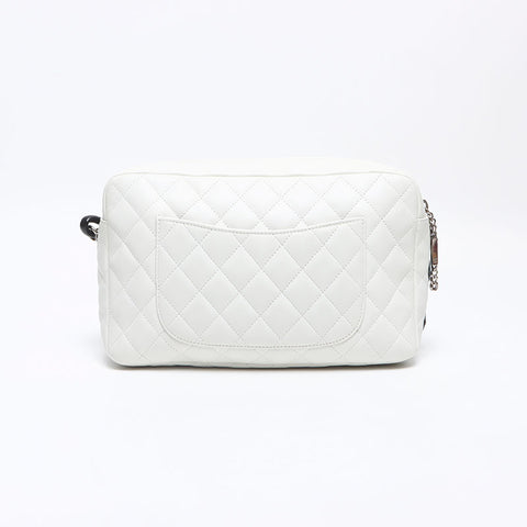 CHANEL Cambon Line Lambskin Turnlock No. 9 2004-2005 Shoulder Bag white WS14335