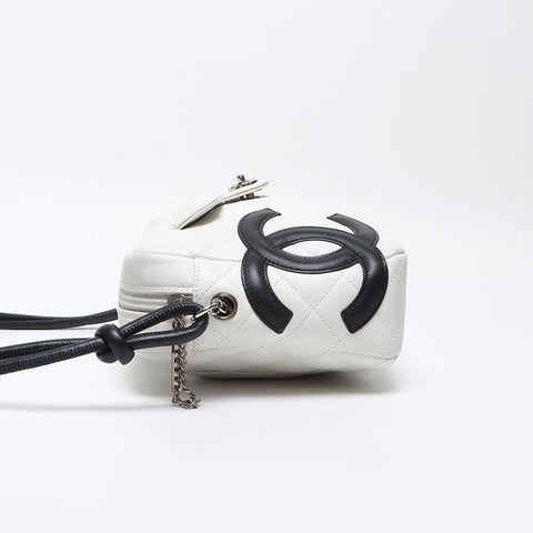 CHANEL Cambon Line Lambskin Turnlock No. 9 2004-2005 Shoulder Bag white WS14335