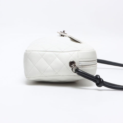 CHANEL Cambon Line Lambskin Turnlock No. 9 2004-2005 Shoulder Bag white WS14335