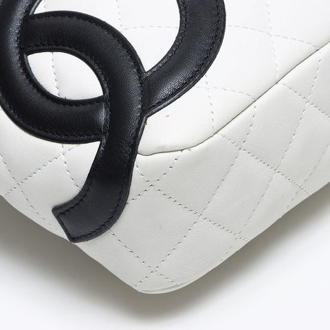 CHANEL Cambon Line Lambskin Turnlock No. 9 2004-2005 Shoulder Bag white WS14335
