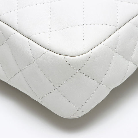CHANEL Cambon Line Lambskin Turnlock No. 9 2004-2005 Shoulder Bag white WS14335