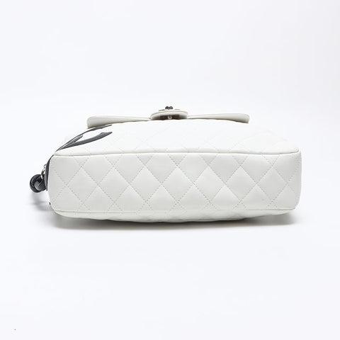 CHANEL Cambon Line Lambskin Turnlock No. 9 2004-2005 Shoulder Bag white WS14335