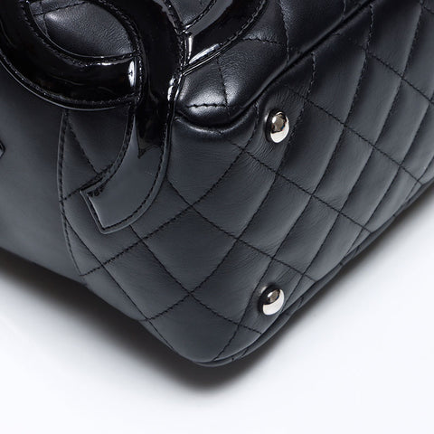 CHANEL 10 series 2005-2006 Cambon Line Boston Shoulder Bag black WS14336
