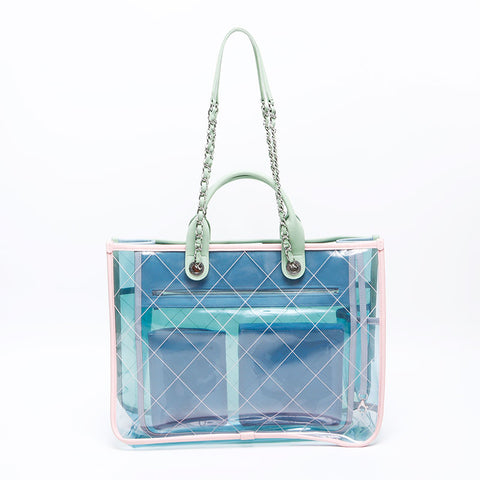 CHANEL 25th series 2018 2way PVC Coco Splash Tote Bag multicolor WS14342