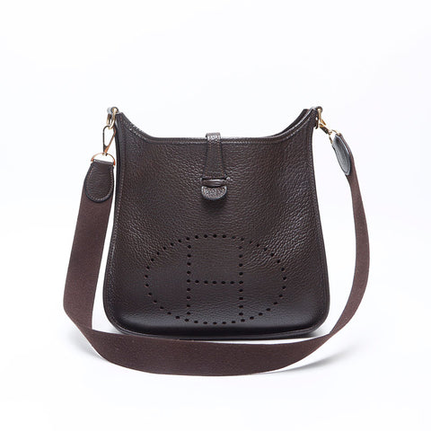 HERMES □H stamp 2004 Evelyn 1 PM Shoulder Bag Brown WS14343