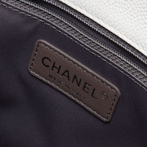 シャネル CHANEL 17番台 キャビアスキン GT チェーン デカココマーク 2012-2013 トートバッグ ホワイト WS14345