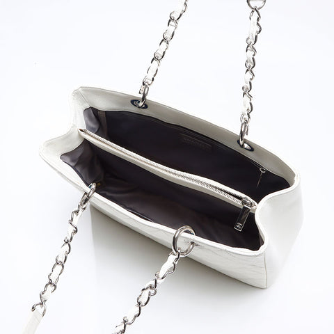 シャネル CHANEL 17番台 キャビアスキン GT チェーン デカココマーク 2012-2013 トートバッグ ホワイト WS14345