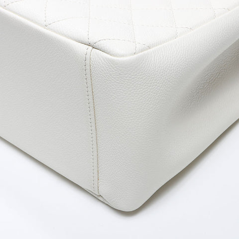 シャネル CHANEL 17番台 キャビアスキン GT チェーン デカココマーク 2012-2013 トートバッグ ホワイト WS14345