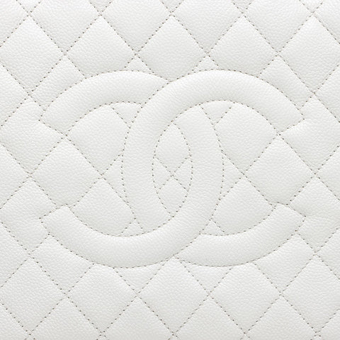 シャネル CHANEL 17番台 キャビアスキン GT チェーン デカココマーク 2012-2013 トートバッグ ホワイト WS14345