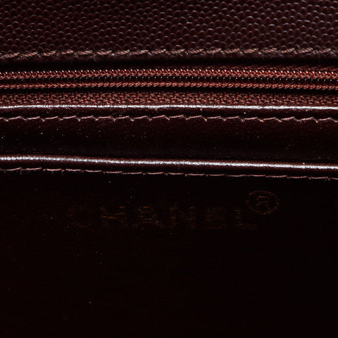 CHANEL No. 7 Caviar Skin COCO Mark 2002-2003 Wild Stitch Shoulder Bag Brown WS14346