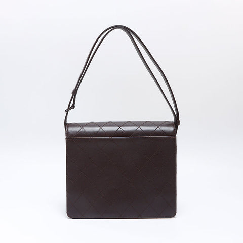 CHANEL No. 7 Caviar Skin COCO Mark 2002-2003 Wild Stitch Shoulder Bag Brown WS14346
