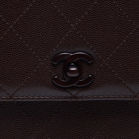 CHANEL No. 7 Caviar Skin COCO Mark 2002-2003 Wild Stitch Shoulder Bag Brown WS14346