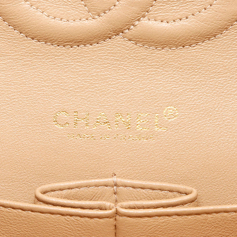 CHANEL No. 7 2002-2003 Double flap Caviar skin 9.8" Shoulder Bag beige WS14349