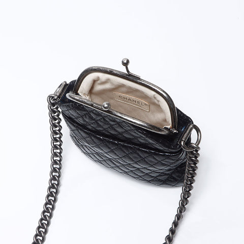 CHANEL 21st Series 2015-2016 Chain Purse Leather Shoulder Bag black WS14350