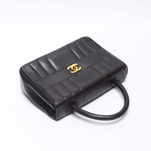 CHANEL No. 3 1994-1996 Mademoiselle Lambskin Top Handle Handbag black WS14351