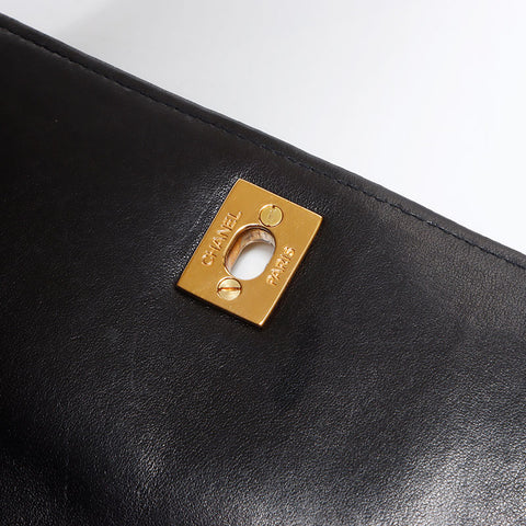 CHANEL No. 3 1994-1996 Mademoiselle Lambskin Top Handle Handbag black WS14351