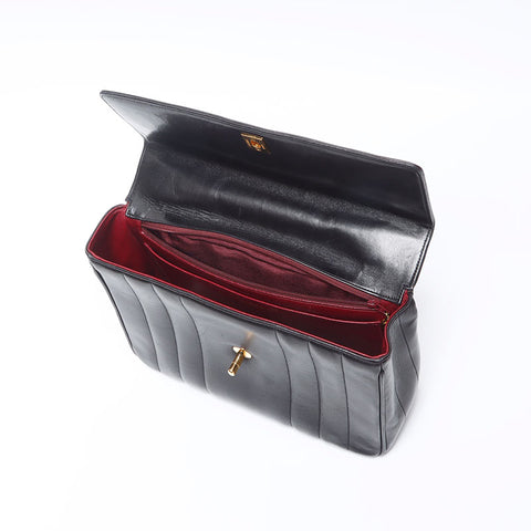 CHANEL No. 3 1994-1996 Mademoiselle Lambskin Top Handle Handbag black WS14351