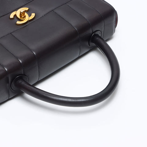 CHANEL No. 3 1994-1996 Mademoiselle Lambskin Top Handle Handbag black WS14351