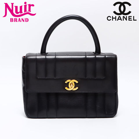 CHANEL No. 3 1994-1996 Mademoiselle Lambskin Top Handle Handbag black WS14351