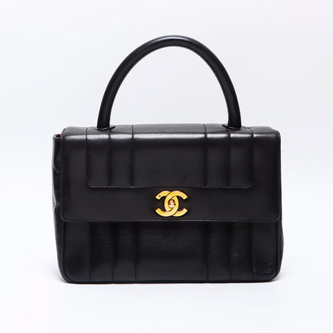 CHANEL No. 3 1994-1996 Mademoiselle Lambskin Top Handle Handbag black WS14351