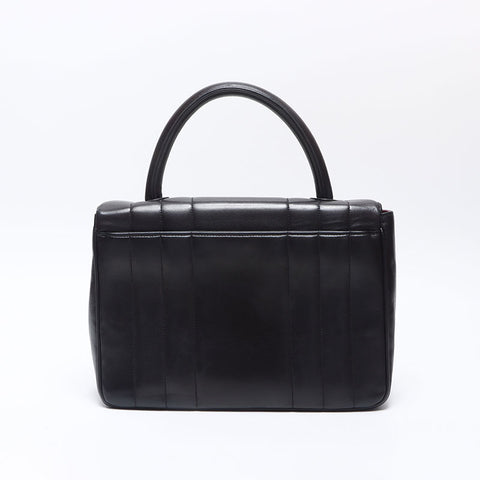 CHANEL No. 3 1994-1996 Mademoiselle Lambskin Top Handle Handbag black WS14351