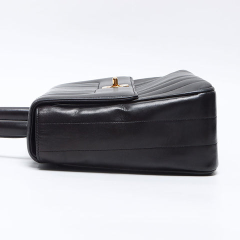 CHANEL No. 3 1994-1996 Mademoiselle Lambskin Top Handle Handbag black WS14351