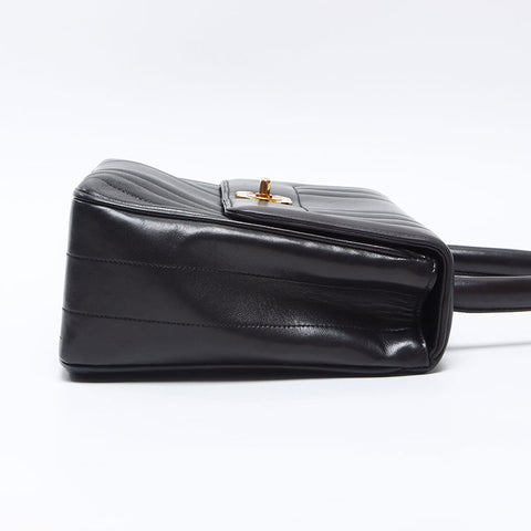 CHANEL No. 3 1994-1996 Mademoiselle Lambskin Top Handle Handbag black WS14351