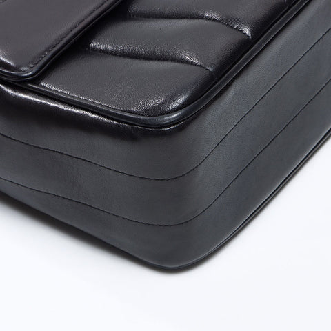 CHANEL No. 3 1994-1996 Mademoiselle Lambskin Top Handle Handbag black WS14351