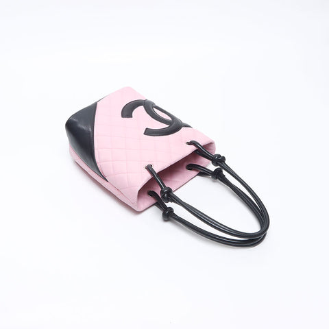 シャネル CHANEL 9番台 2004-2005 カンボンライン ラムスキン ハンドバッグ ピンク WS14352