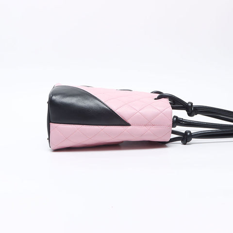 シャネル CHANEL 9番台 2004-2005 カンボンライン ラムスキン ハンドバッグ ピンク WS14352