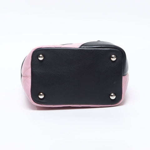 シャネル CHANEL 9番台 2004-2005 カンボンライン ラムスキン ハンドバッグ ピンク WS14352