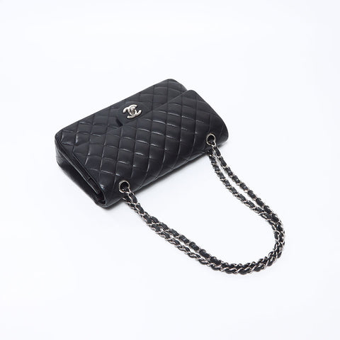 シャネル CHANEL 15番台 ダブルフラップ マトラッセ ラムスキン 25cm 2011 ショルダーバッグ ブラック WS14354