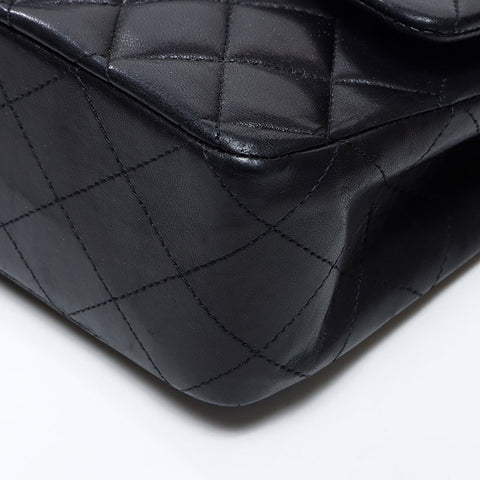 シャネル CHANEL 15番台 ダブルフラップ マトラッセ ラムスキン 25cm 2011 ショルダーバッグ ブラック WS14354