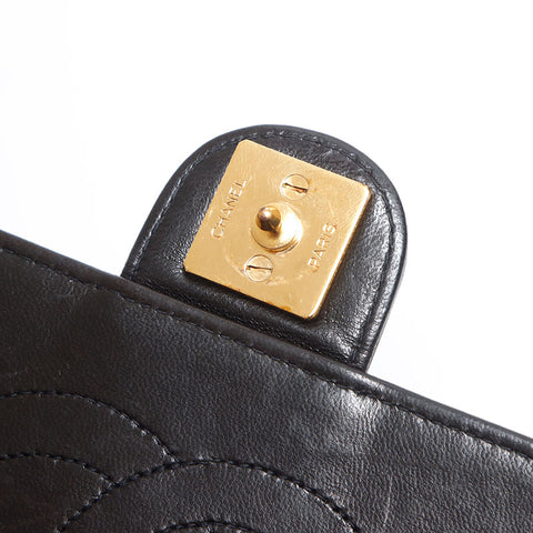 CHANEL No. 4 1996-1997 Pushlock Lambskin Chain Shoulder Bag black WS14356