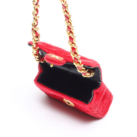 CHANEL Mini Velour Pouch Shoulder Bag Red WS14357