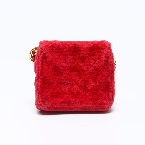 CHANEL Mini Velour Pouch Shoulder Bag Red WS14357