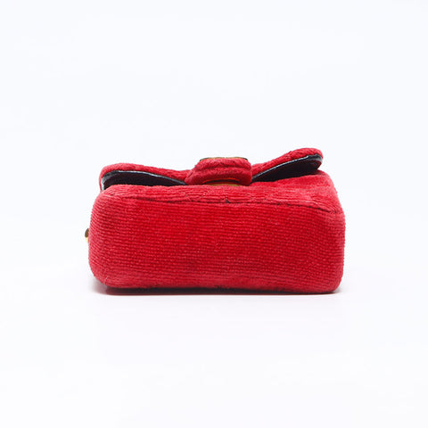 CHANEL Mini Velour Pouch Shoulder Bag Red WS14357