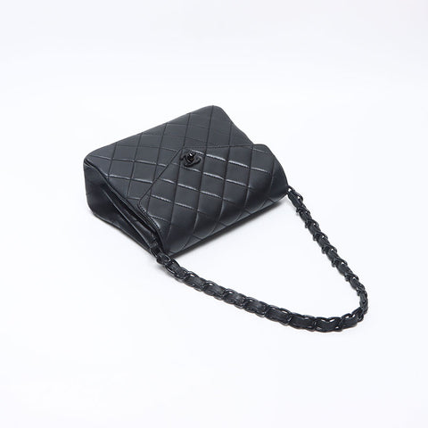 CHANEL No. 7 2002-2003 Lambskin Matelasse Shoulder Bag black WS14358